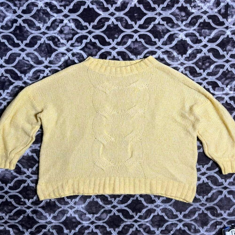 Aerie Wool Blend Oversized Sweater Women's Medium Light Loose Chunky Knit Cream